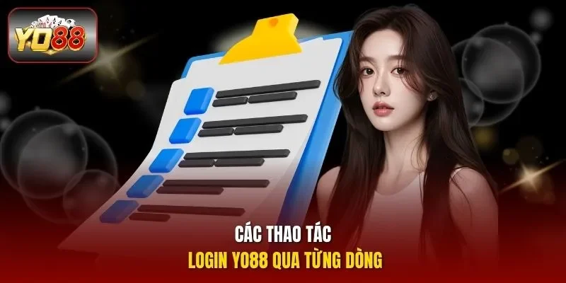 Các thao tác login Yo88 qua từng dòng
